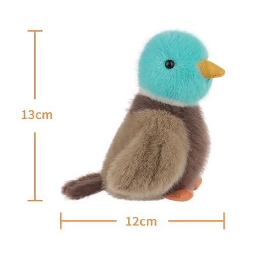 Apricot Lamb Stockente Vogel Plüschtiere für Kinder, weiche niedliche Kuscheltier für Baby Mädchen und Jungen, Flauschige Grüne Ente Grün 13 cm
