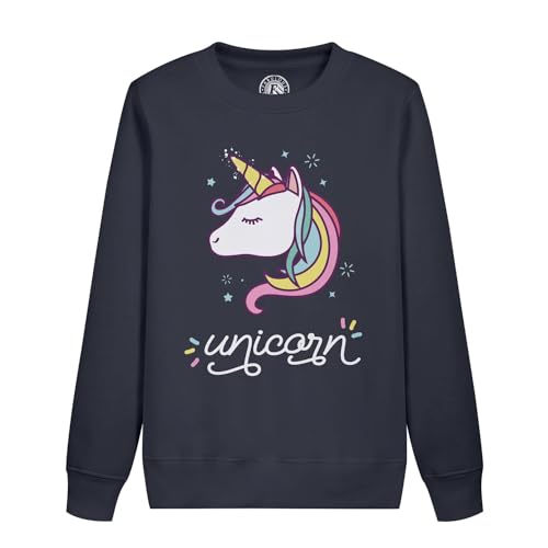 Sweatshirt enfant licorne arc-en-ciel en coton rose doux