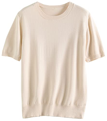 Image of DAIMIDY Women's Short Sleeve Sweaters Lightweight Summer Sweater Casual Knit Pullover Tops