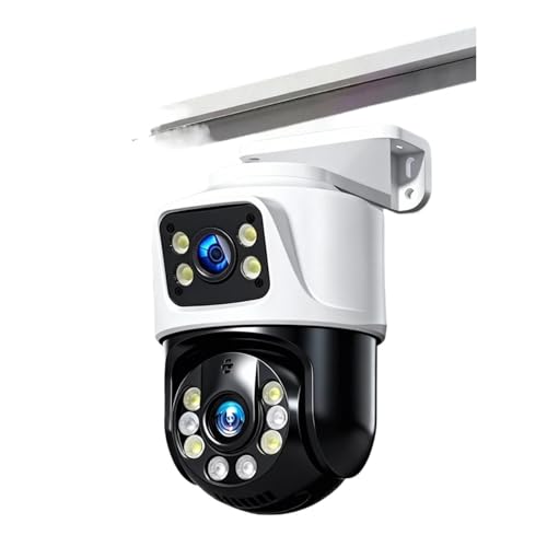 Cámaras de Vigilancia, Cámara IP PoE PTZ de Doble Lente de 8MP, 4K, videovigilancia CCTV, cámaras for Exteriores for Xmeye NVR, Audio bidireccional, detección Humana(8MP Add 64 Card)