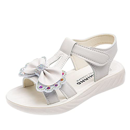 Girls Kids Bow Leather Sandals Foam Sole Non Slip Wide Shoes Baby Girl Summer Outdoor Water Barefoot Hook Loop Sandals
