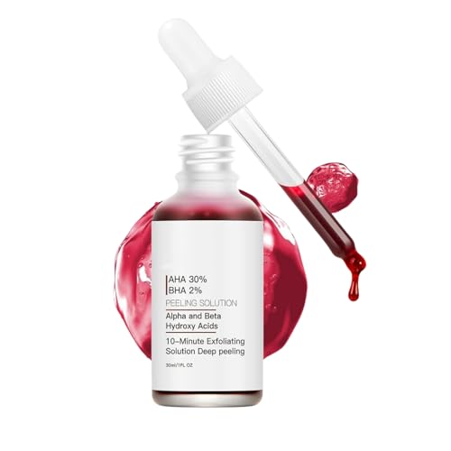 Fruchtsäurepeeling Gesicht,AHA 30% + BHA 2% Peeling Solution,Peeling-Lösung AHA + BHA,Exfolierendes Gesichtsserum für Porenreinigung & Hautpflege,Pigmentflecken & Falten (30ml)