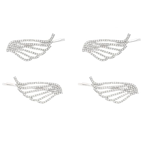 SWETRACE 4個 水晶煌めく天使翅根付けヘアクリップ 女子髪飾り おしゃれサイドスリング 髪留め 卒園式 発表会 パーティー向け