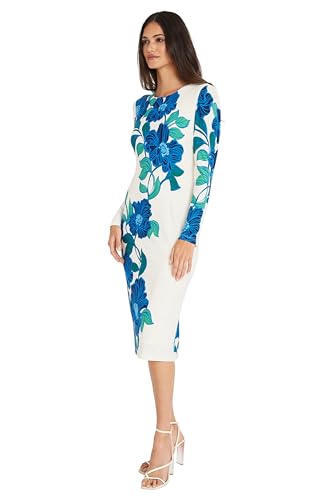 Image of Maggy London Womens Long Sleeve Floral Printed SheathCocktail Dress
