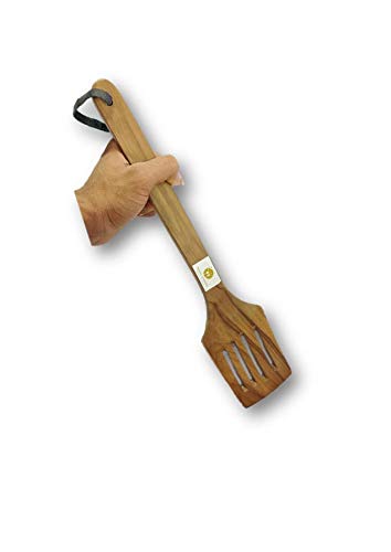 ARMAN SPOONS - Believe in Quality Wooden Skimmer Flat- Genuine Teak Wood Cooking Spatulas Ladles (Wooden Skimmer/Spoons for Pan) Nonstick Lining Jhaara (14 in Long) 3