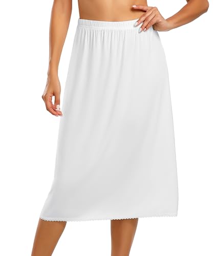 Vlazom Half Slips for Women Under Dress Long Half Slip Under Skirt with Lace Trim Size S-XXL