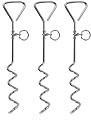 3 X 16" Heavy Duty Ground Spike Stake (41cm) Dog Chains for outside Dog Tie Out Cable Steel Spiral Dog Tether Outdoor Dog Camping Accessories (Stake Only 3pcs X 41cm)
