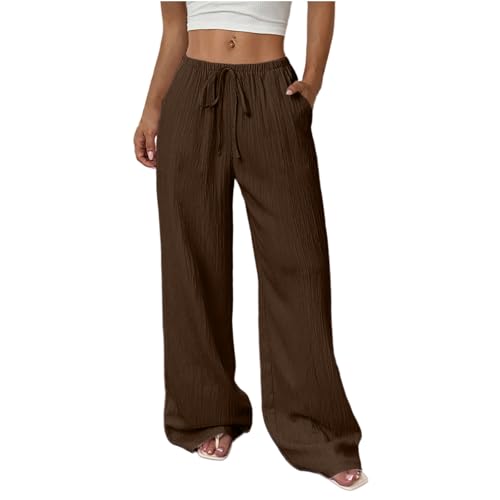 Pantalon de plage léger en lin fluide pour vacances d'été