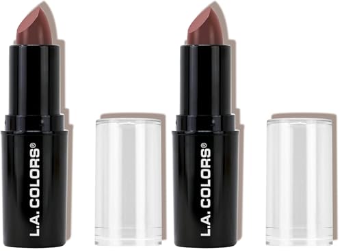 Image of L.A. COLORS Pout Chaser Lipstick Shades & Clear Balm, Hydrating Satin & Shimmer Finish, Cruelty-Free & Vegan, Melted Nude CLIPC838 (Pack of 2)