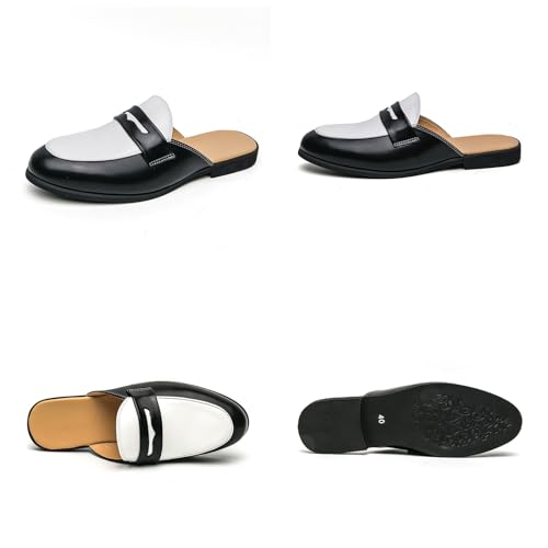 Men's Classics Leather Slip-On Mules Slippers Stylish Formal Backless Flats Penny Loafers Work Slides Casual Business Half Loafers Sandals2