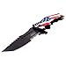 MASTER USA – Spring Assisted Folding Knife – Partially Serrated Black Stainless Steel Tanto Blade, ABS Handle w/American Flag Design, Pocket Clip, Tactical, EDC, Self Defense- MU-A102A
