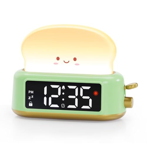 Netzu 6228B Kids Alarm Clock, Digital Alarm Clock For Bedrooms, Cute Toast Night Light cover