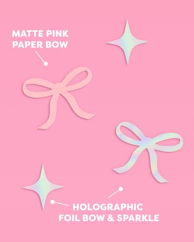 Image of xo, Fetti Bow Confetti - 200 pc | Bachelorette Party Pink and Iridescent, Engagement Party Decoration, Tying the Knot Table Decor, Bride To Be Coquette Ribbon Bridal Shower Supplies (Pack of 3)