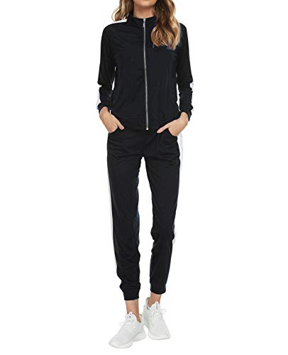 GOSO Women Sweatsuits Sets Casual Two Piece Tracksuits Zip Up Hoodie and Skinny Long Pants, S