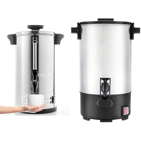 SYBO 2022 UPGRADE SR-CP-50B Commercial Grade Stainless Steel Percolate Coffee Maker & 2022 Upgrade Commercial Grade Stainless Steel Percolate Coffee Maker Hot Water Urn for Catering Cover