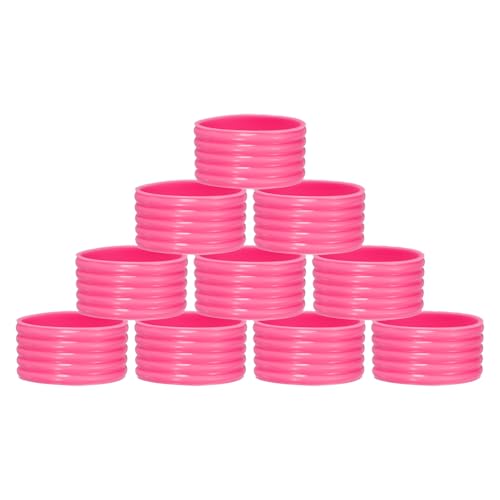 MECCANIXITY Tennis Racket Silicone Racquet Grip Ring Racket Band Rubber Ring Non Slip Absorbent Overgrip in Place for Badminton Squash Handle, Fuchsia 10Pcs