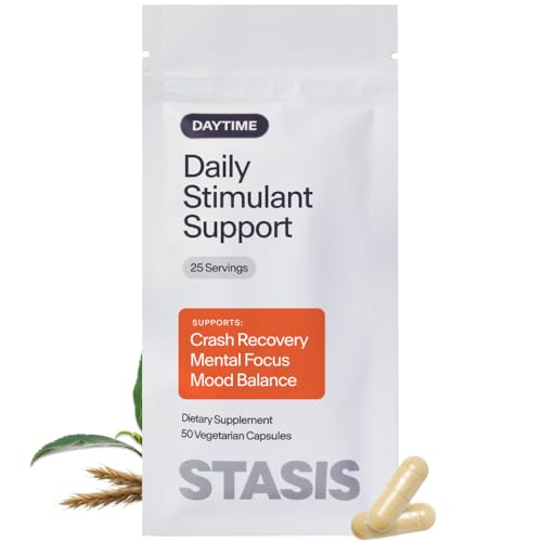 STASIS Daytime Stimulant Support Supplement for Adults with Shoden Ashwagandha CoQ10 Saffron & L Theanine Daily Energy & Focus Capsules No Crash No Jitters No Brain Fog 25 Servings