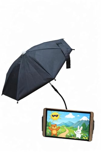 Tablet Sun Shade Umbrella for ipad with Flexible Gooseneck Stand, Clip-On Desk Mount for Outdoor, Anti-Glare & Overheating Protection for Tablet
