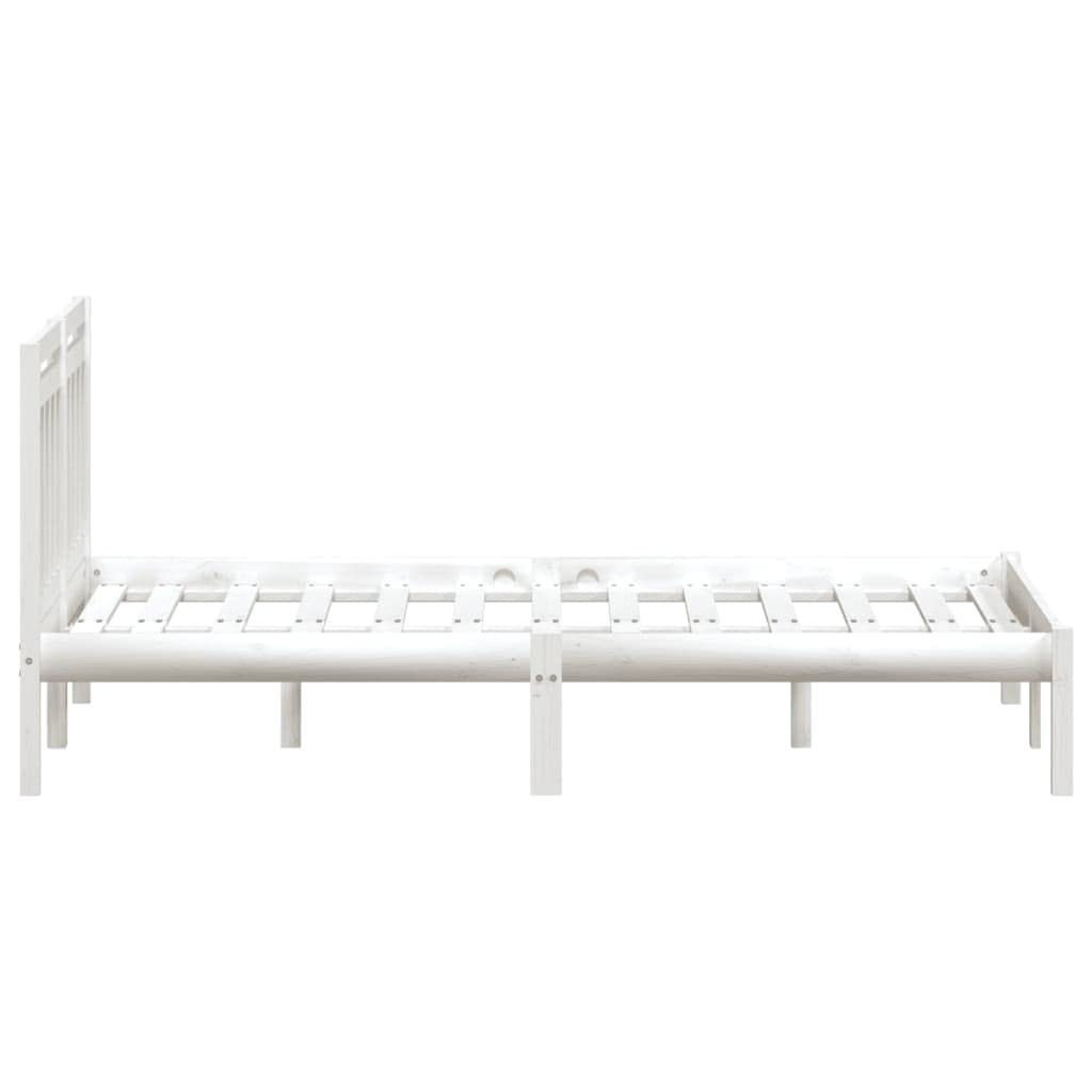 Estructura de Cama de Madera Maciza de Pino Blanco 140x200 cm con cabecero Decorativo Soporte Robusto para Dormitorio Juvenil o Adulto diseño Atemporal y Resistente para un Descanso cómodo