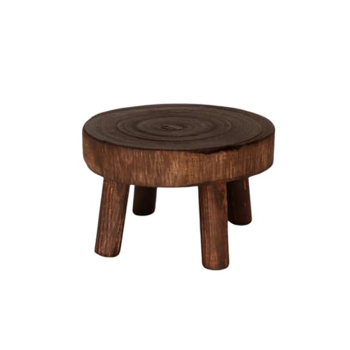 ラウンド 木製スツール ガーデン プラント ポット ディスプレイ スタンド 木製ベンチ 植木鉢スタンド 屋外 屋内 ホーム オフィス デコレーション (S:14*9cm,B)