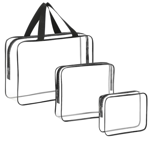 HAOGUAGUA 3 Pieces Large Clear Travel...