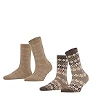Esprit Damen Fairs Isle 2-Pack Socken Nachhaltige Biologische Baumwolle Wolle dünn gemustert 2 Paar