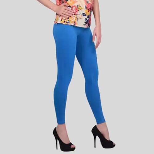 Image of Women's Cotton Skinny Leggings with Ankle Length Solid Pattern Mid Rise and Elastic Closure | Cotton Skinny Leggings for Womens