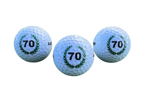 Lot de 3 balles de Golf Anniversaire 70 avec Motif Happy Birthday en Emballage Cadeau / Golf Cadeau d'anniversaire Happy Birthday Cover