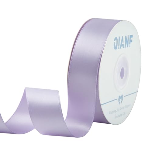 QIANF 1 Inch Lavender Ribbon Double Face Satin Ribbon for Gift Wrapping Hair Bows Making Chair Sash Valentines Day Wedding Birthday Party Invitation Decorations Floral Craft Sewing 25 Yards