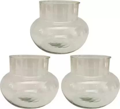 Flora Solutions Mini Glass Flower Vase, Candy Jar, Money Plant, Bamboo Plant Vase Plant Container Set (Pack of 3, Glass)