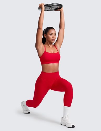 Image of CRZ YOGA Butterlift Cross Back Sports Bras | Medium Support, Removable Pads, Yoga, Buttery Soft, Scoop Neck, Cut-Out, Adjustable Thin Straps, for Women
