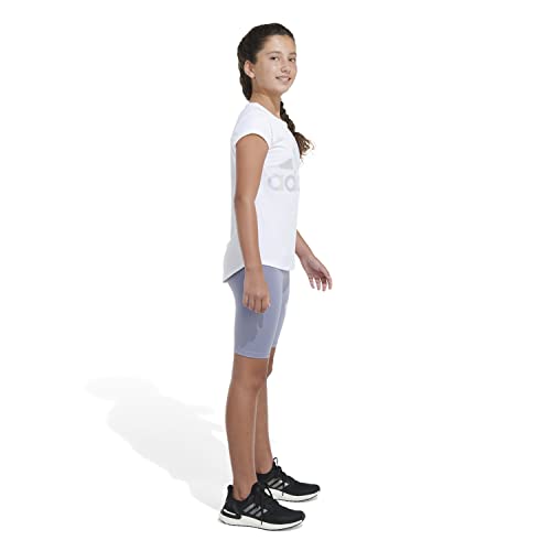 adidas Short de bicicleta com estampa Aeroready para meninas, Prateado, violeta, 2 Anos