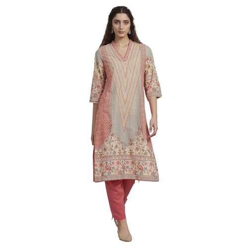 Image of BIBA Women Cotton Printed Straight Kurta