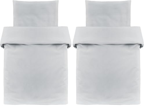 MAKIAN Juego de Funda Nordica Cuna Algodon 100%, Fundas Cuna Bebe con Funda de Almohada Bebe, Set de 2 Piezas 80 x 80 cm/35 x 40 cm, Gris (Paquete de 2)