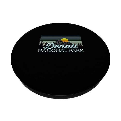 Denali National Park Retro Clothes & Gear - Souvenir PopSockets Swappable PopGrip, Black - Image 2
