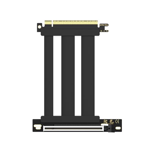 Image of GLOTRENDS 100mm PCIe 5.0 Riser Cable for RTX5090 RTX4090 RX9070 RX7900, Compatible with PCIe 5.0 /4.0 GPUs, 90 Degree Right Angle for Vertical GPU Mount
