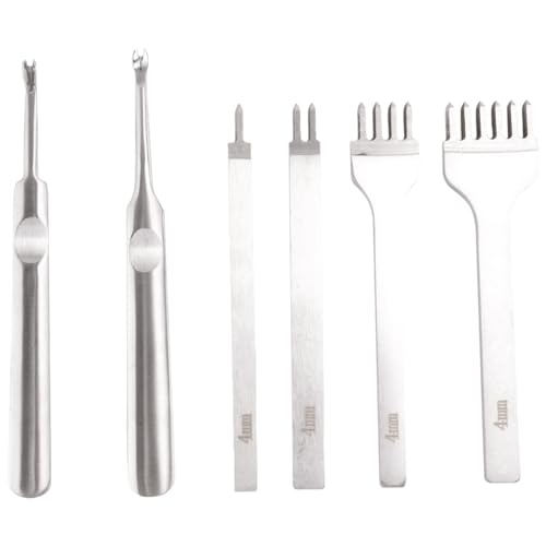 Surluoen 6 Piezas 1/2/4/6 Puntadas DIY Conjunto Cincel Costura Diamantes Herramienta Artesanal de DIY con Borde,Aceros de Industrial Kits -Resistente y Duradero(4Mm)