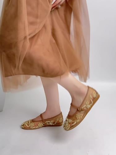 LUXMAX Mesh Embroidered Flats for Women Leopard Mary Jane Flats Ballet Shoes Round Toe Slip On Ballerina Floral Shoes2