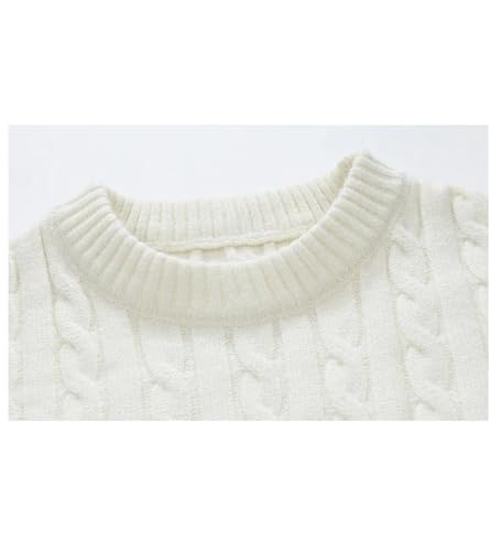 Men's Round Neck Cable Twist Sweater Thickened Solid Color Loose Knitted Sweater2