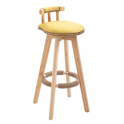 Taburete de Bar Giratorio de Altura de Pub, Sillas Salon con Patas de Madera Maciza y Esponja Elástica Alta, Adecuado para Cafeterías y Pubs(Gold,73cm/1)