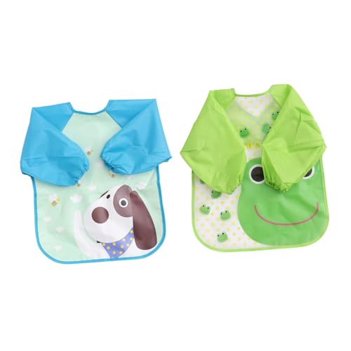 Milisten 2 piezas Delantal para Bebés con Estampados de Perro y Protector Comedor para Resistente y Seguro para Menores de Años