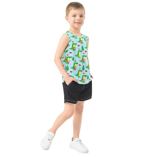 J JOYSAY Christmas Crocodile Trees Blue Boys Tank Top Sleeveless Muscle Shirts Quick Dry Kids T-Shirts 3-15T4