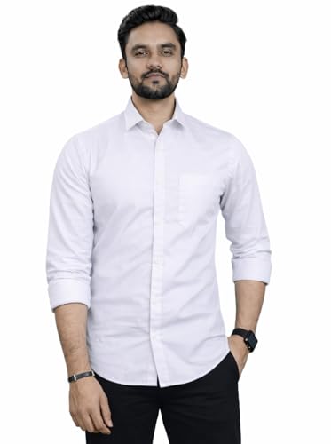 Image of Men Cotton Blend Full Sleeve Shirt for Man | Casual Business Party Festival Regular Fit, Long Sleeve with Chest Pocke | Formal Shirt for Men