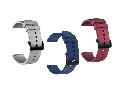 Image of IIK COLLECTION 22mm Silicone Strap for Smart Watches | Combo Pack Compatible With Noise, Fireboltt, Boat Xtend, Pebble, Boat Flash, Noise Color Fit, Ultra Smart Watch & All Watches