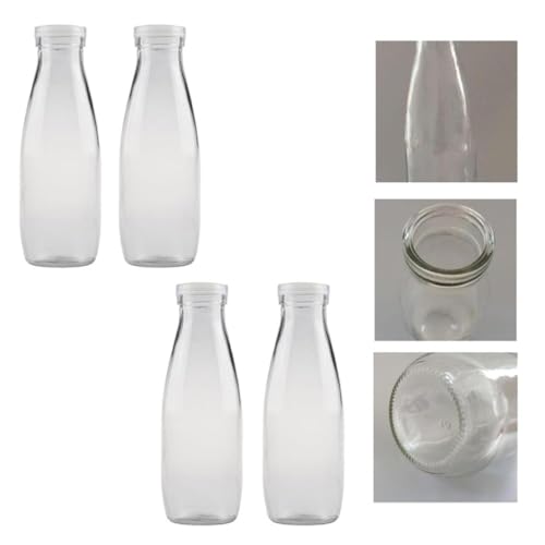 VOSAREA Set of 4 Reusable 500ml Glass Bottles with Lids – Ideal for Milk, Yogurt, and Juice Storage - Effortlessly Clean for Kitchen Use - Image 8