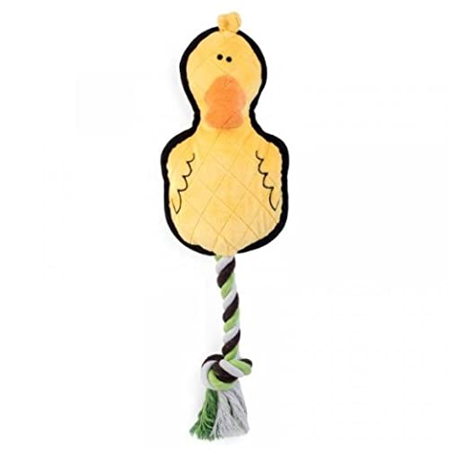 Zoon Fetch a Duck Squeaky Rope Plush Tug of War Dog Toy 39 x 14cm