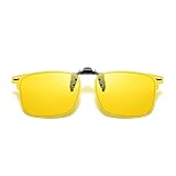 GLEXAL Night Vision Clip-On Sunglasses For Driving, Anti-Blue Light, Flip-Up Sun Shades - Unisex - Fits Over Prescription Glasses