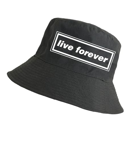 Partisan Oasis Song Bucket Hats - Black - Adult One-Size fits All (UK Alpha One Size Live Forever)
