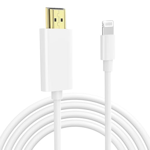 KikoSaka Lightning to HDTV Cable for iPhone Digital AV Adapter 1080P HD Video Sync Screen Connector iPhone to HDTV for TV Projector Monitor 6.6FT Support iOS 18