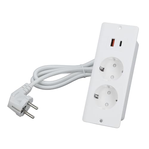 Prise encastrée bureau avec USB C et double prise CA Marhynchus pour meuble et plan de travail